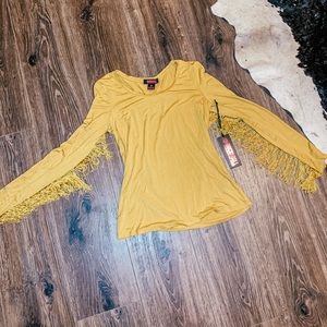 NWT MUSTARD FRINGE SHIRT
